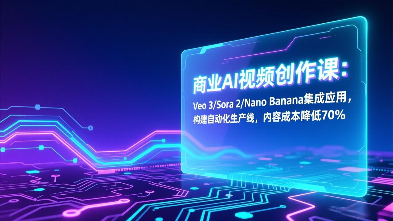 商业AI视频创作课：Veo 3/Sora 2/Nano Banana集成应用，构建自动化生产线，内容成本降低70%-百货大全