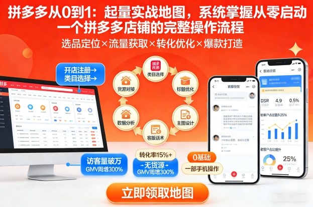 拼多多从0到1：起量实战地图，系统掌握从零启动一个拼多多店铺的完整操作流程-百货大全