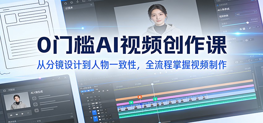 0门槛AI视频创作课：从分镜设计到人物一致性，全流程掌握视频制作-百货大全