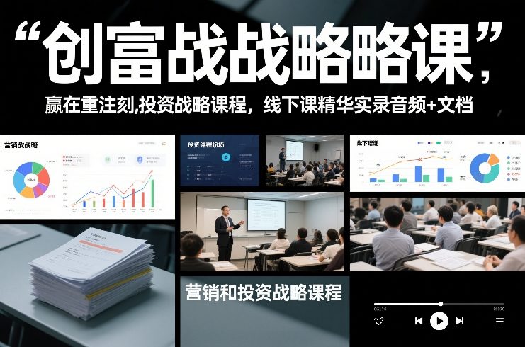 创富战略课，赢在重注时刻，营销和投资战略课程，线下课精华实录音频+文档-百货大全