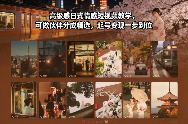 高级感日式情感短视频教学，可做伙伴分成精选，起号变现一步到位-百货大全