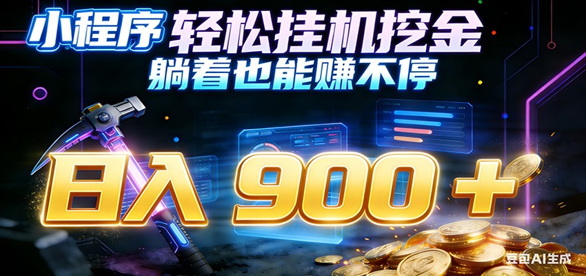 小程序挂机挖金，自动赚金币换现金，多号并行日入900+，轻松搞副业-百货大全