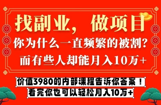 价值3980的网创内部课程，告诉你互联网创业月入10个W的秘密【揭秘】-百货大全