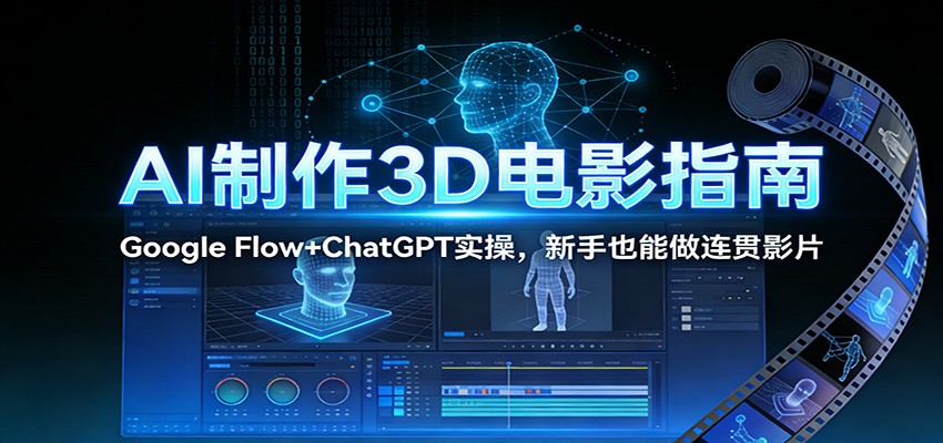 AI制作3D电影指南：Google Flow+ChatGPT实操，新手也能做连贯影片-百货大全
