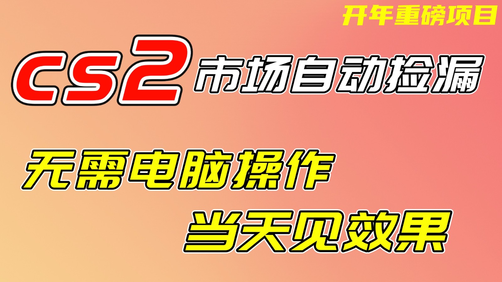 CS2市场挂机项，无需电脑操作，无需进入游戏，当天见效果，支持任何形式验证-百货大全
