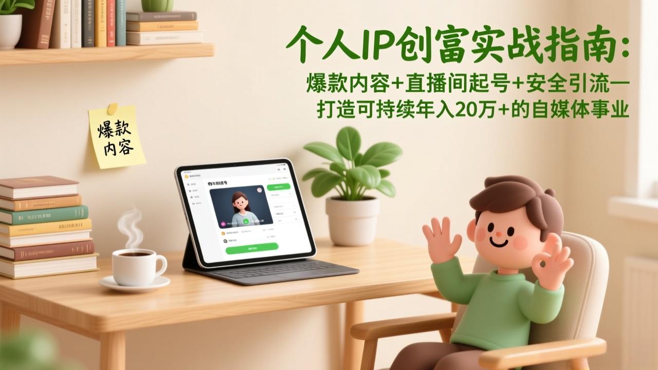 个人IP创富实战指南：爆款内容+直播间起号+安全引流，打造可持续年入20万+的自媒体事业-百货大全