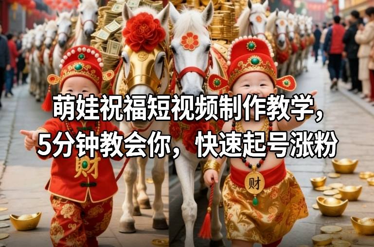 萌娃祝福短视频制作教学，5分钟教会你，快速起号涨粉-百货大全