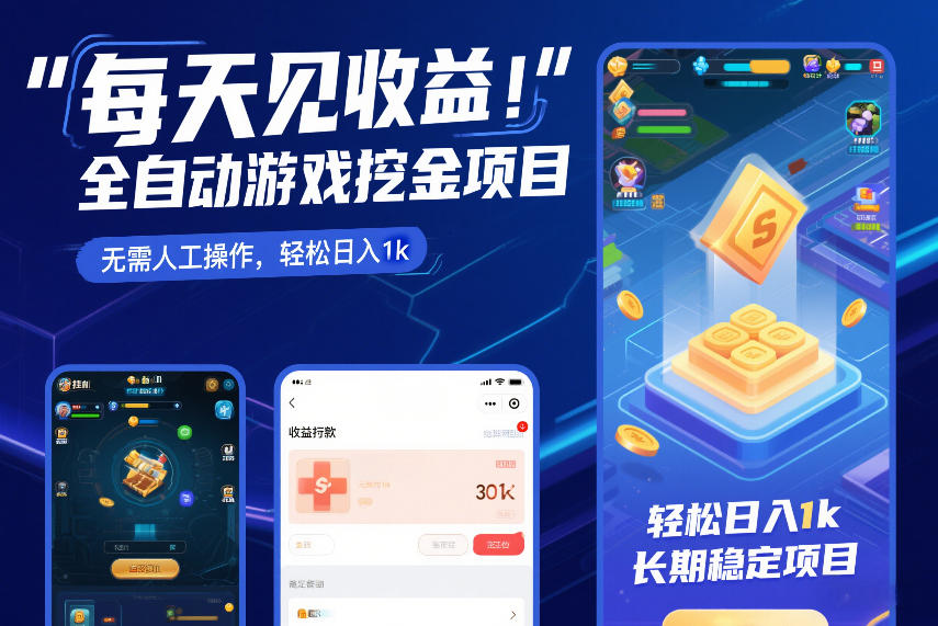 每天见收益，全自动游戏挖金项目，无需人工操作，轻松日入1k，长期稳定项目【揭秘】-百货大全