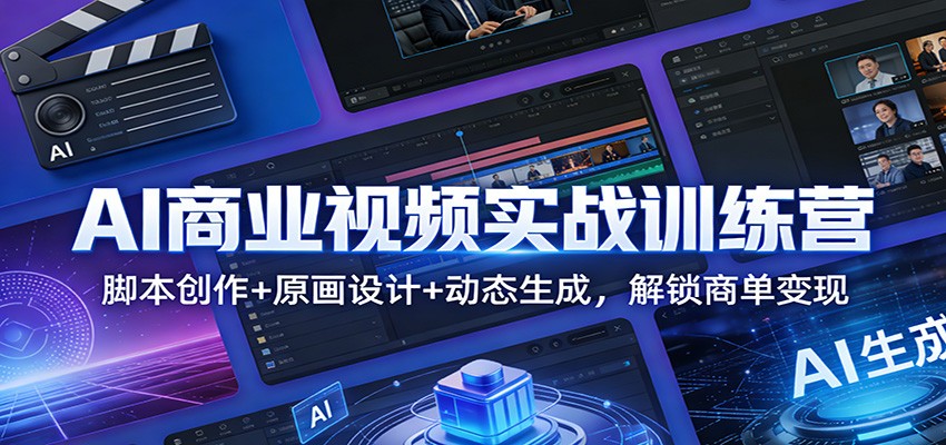 AI商业视频实战训练营:脚本创作+原画设计+动态生成,解锁商单变现-百货大全
