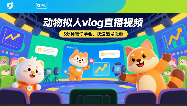动物拟人vlog直播视频，5分钟教你学会，快速起号涨粉-百货大全