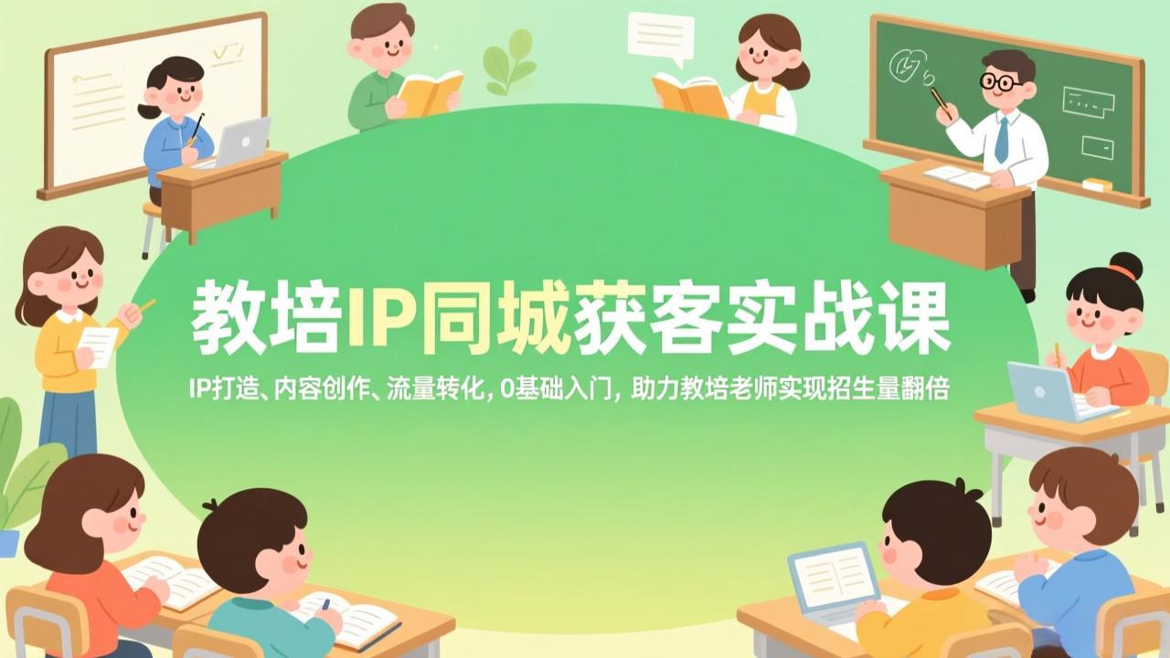 教培IP同城获客实战课，IP打造、内容创作、流量转化，0基础入门，助力教培老师实现招生量翻倍-百货大全