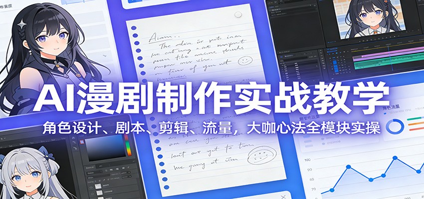 AI 漫剧制作实战教学:角色设计、剧本、剪辑、流量,大咖心法全模块实操-百货大全