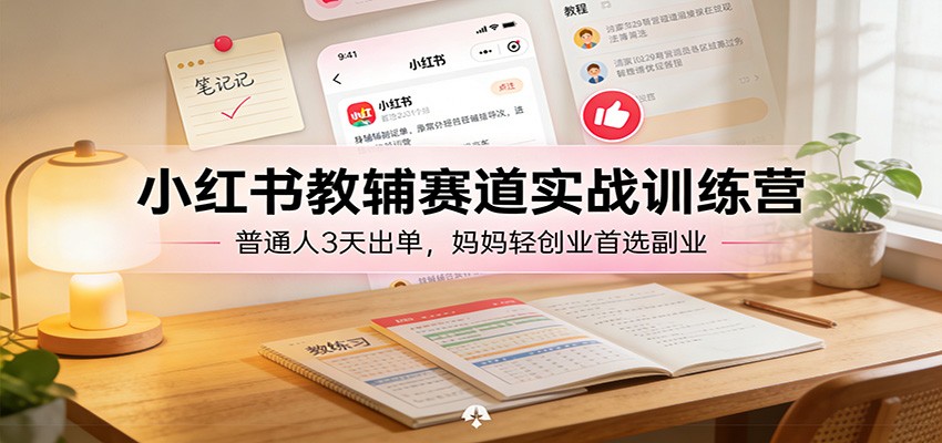 小红书教辅赛道实战训练营：普通人3天出单，妈妈轻创业首选副业-百货大全