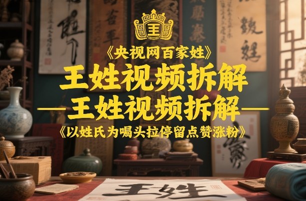 央视网百家姓–王姓视频拆解，以姓氏为噱头拉停留点赞涨粉-百货大全