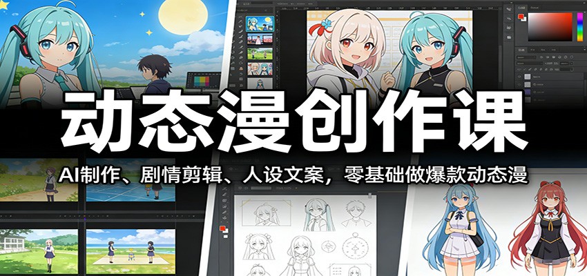 动态漫创作课：AI制作、剧情剪辑、人设文案，零基础做爆款动态漫-百货大全
