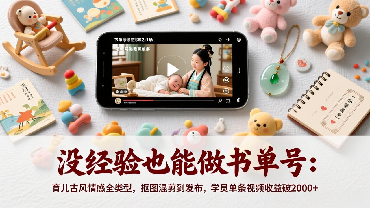没经验也能做书单号：育儿古风情感全类型，抠图混剪到发布，学员单条视频收益破2000+-百货大全