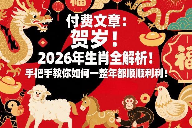 付费文章：贺岁！2026年生肖全解析！手把手教你如何一整年都顺顺利利！-百货大全