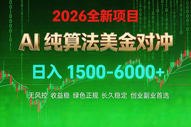 2026 全新美金对冲项目，不套平台赠金，不封号，纯算法对冲，日入 1500-6000+-百货大全