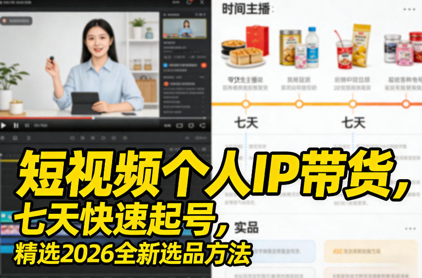 短视频个人IP带货，七天快速起号，精选2026全新选品方法-百货大全