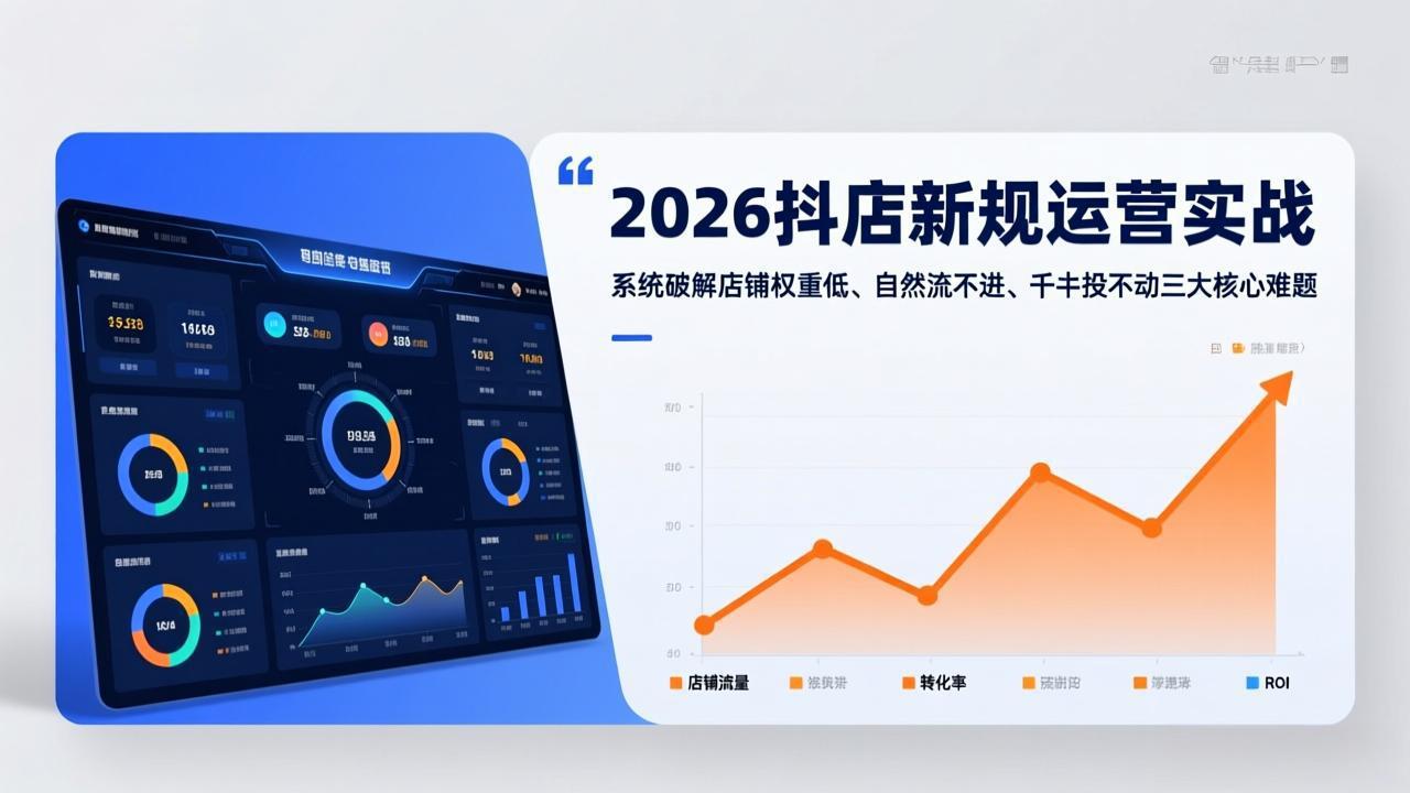 2026抖店新规运营实战：系统破解店铺权重低、自然流不进、千川投不动三大核心难题-百货大全
