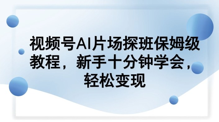 视频号AI片场探班保姆级教程，新手十分钟学会，轻松变现-百货大全