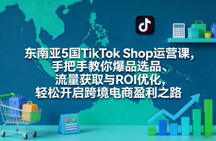 东南亚5国TikTok Shop运营课，手把手教你爆品选品、流量获取与ROI优化，轻松开启跨境电商盈利之路-百货大全