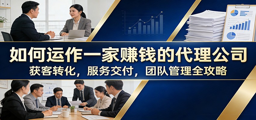 如何运作一家赚钱的代理公司：获客转化，服务交付，团队管理全攻略-百货大全