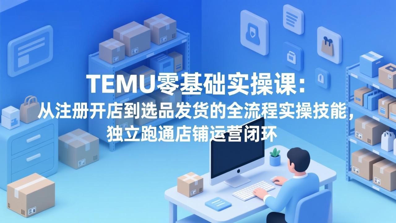 TEMU零基础实操课：从注册开店到选品发货的全流程实操技能，独立跑通店铺运营闭环-百货大全
