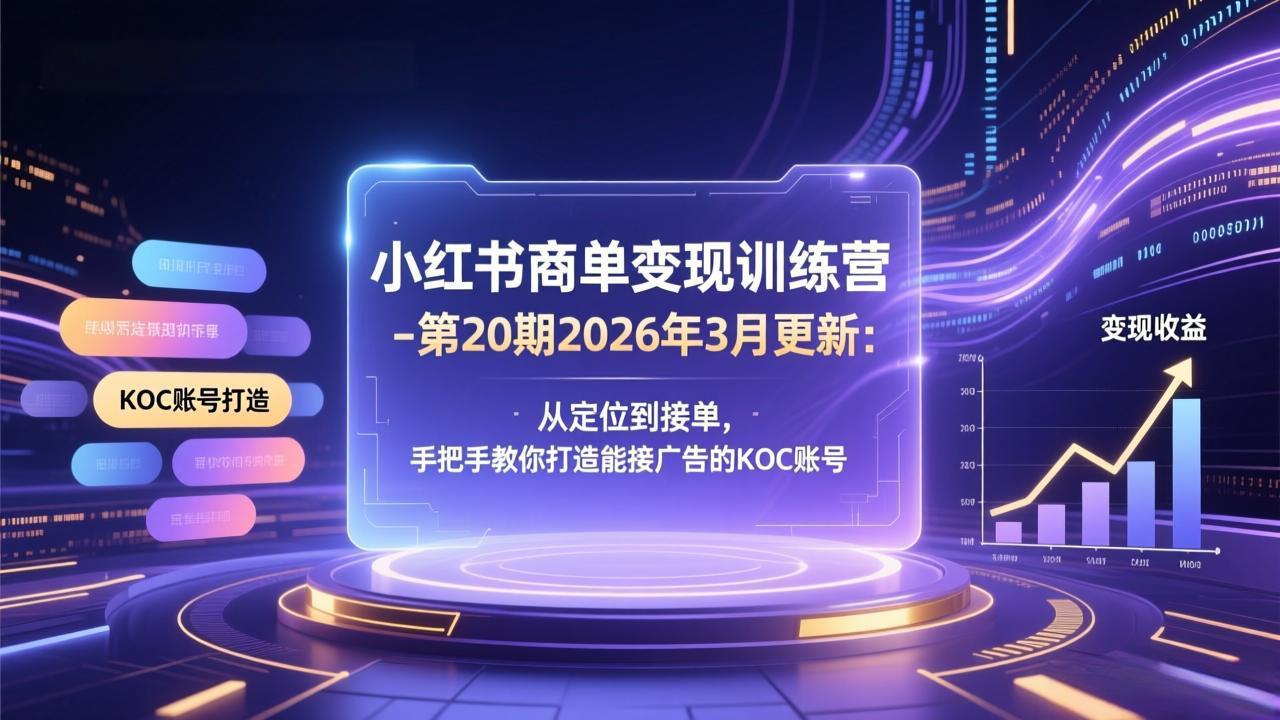 小红书商单变现训练营-第20期26年3月更新：从定位到接单，手把手教你打造能接广告的KOC账号-百货大全