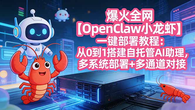 爆火全网【OpenClaw 小龙虾】一键部署教程：从0到1搭建自托管AI助理，多系统部署+多通道对接-百货大全