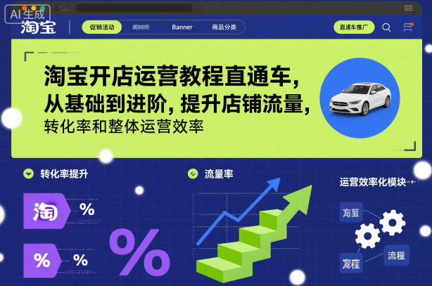 淘宝开店运营教程直通车，从基础到进阶，提升店铺流量，转化率和整体运营效率(更新26年3月)-百货大全