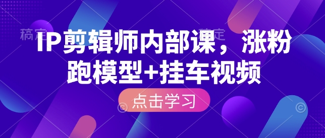 IP剪辑师内部课，涨粉跑模型+挂车视频(更新)-百货大全