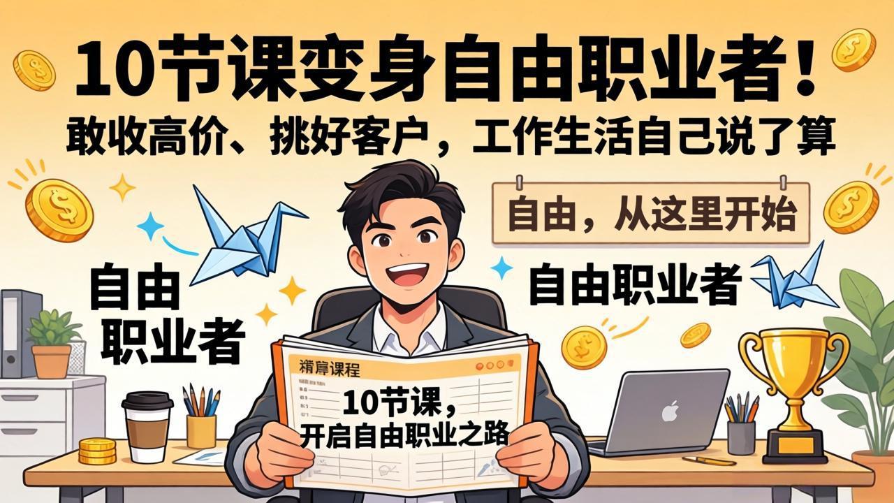10 节课变身自由职业者！敢收高价、挑好客户，工作生活自己说了算-百货大全