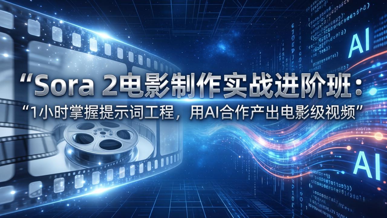 Sora 2电影制作实战进阶班：1小时掌握提示词工程，用AI合作产出电影级视频-百货大全