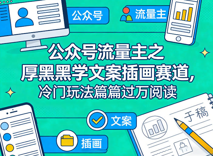 公众号流量主之厚黑学文案插画赛道，冷门玩法篇篇过万阅读-百货大全