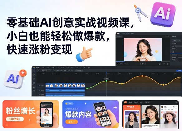 零基础AI创意实战视频课，小白也能轻松做爆款，快速涨粉变现-百货大全