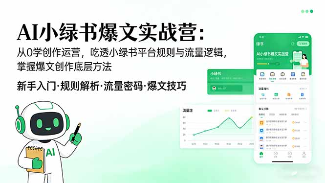 AI 小绿书爆文实战营：从0学创作运营，吃透小绿书平台规则与流量逻辑，掌握爆文创作底层方法-百货大全