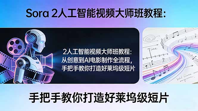 Sora 2人工智能视频大师班教程：从创意到AI电影制作全流程，手把手教你打造好莱坞级短片-百货大全