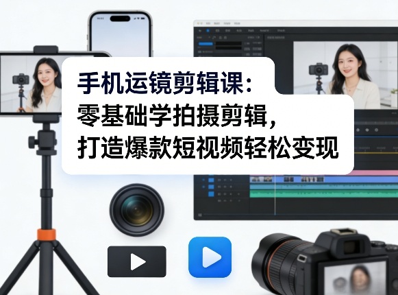 手机运镜剪辑课：零基础学拍摄剪辑，打造爆款短视频轻松变现-百货大全