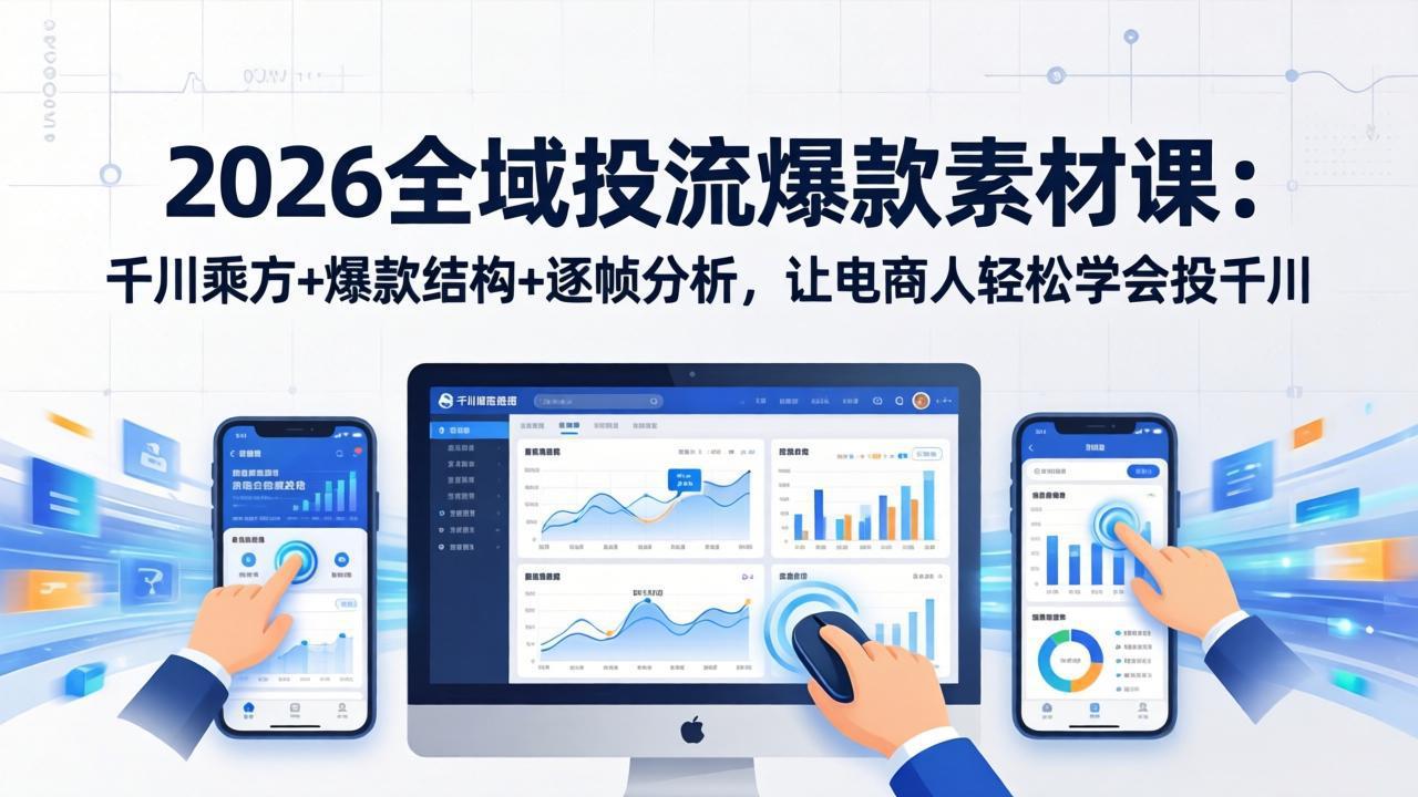 2026全域投流爆款素材课：千川乘方+爆款结构+逐帧分析，让电商人轻松学会投千川-百货大全