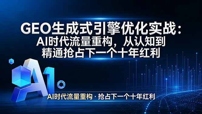 GEO 生成式引擎优化实战：AI时代流量重构，从认知到精通抢占下一个十年红利-百货大全