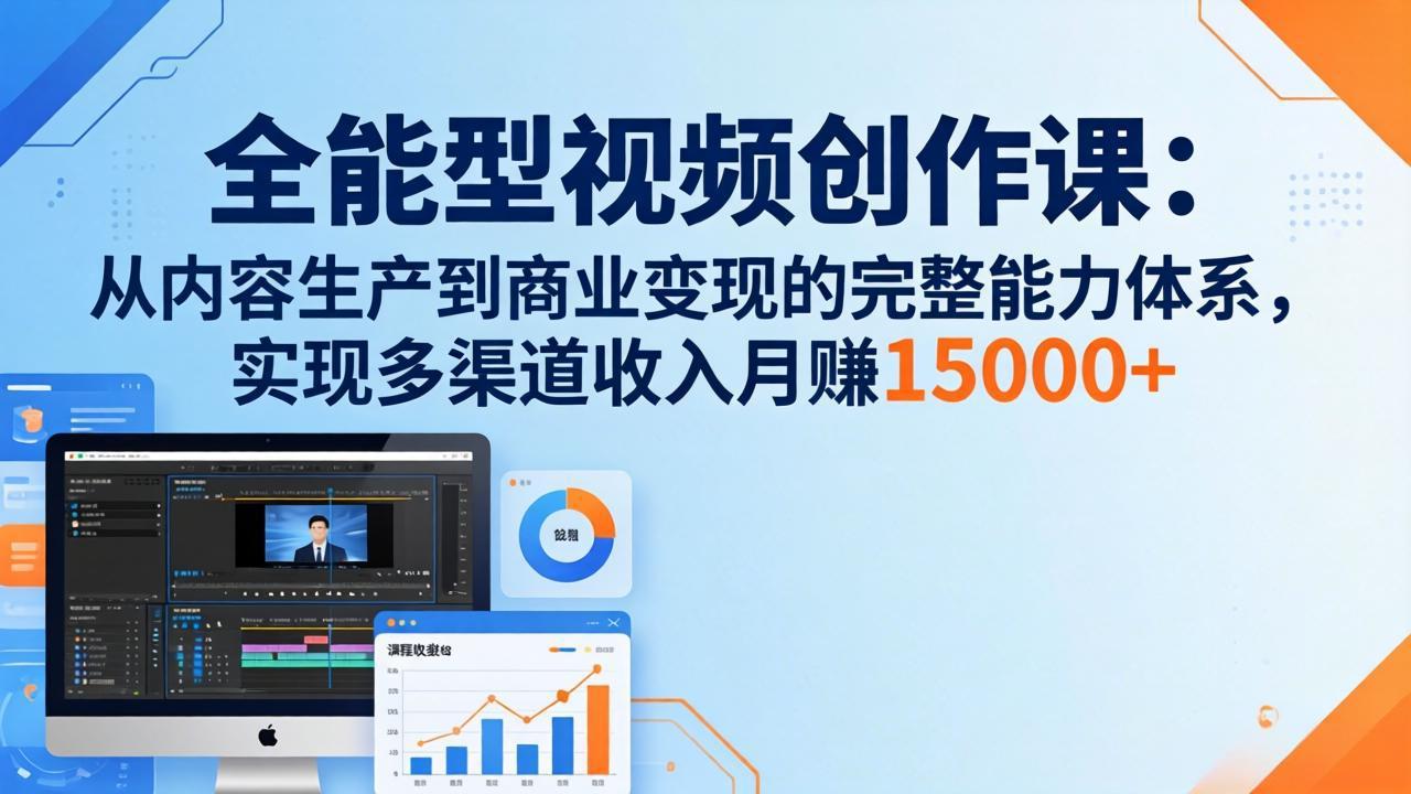 全能型视频创作课-26年3月更新：从内容生产到商业变现的完整能力体系，多渠道收入月赚15000+-百货大全
