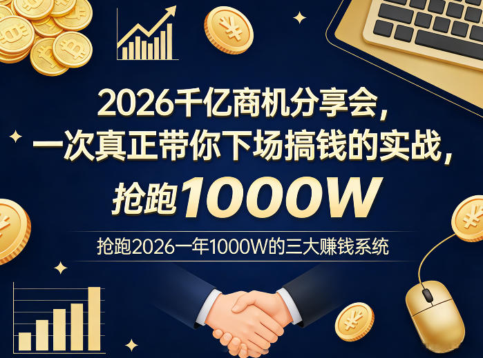 2026千亿商机分享会，一次真正带你下场搞钱的实战，抢跑2026一年1000W的三大賺钱系统-百货大全