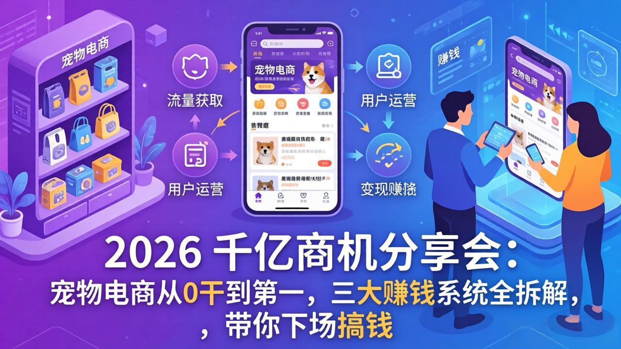 2026 千亿商机分享会：宠物电商从0干到第一，三大赚钱系统全拆解，带你下场搞钱-百货大全