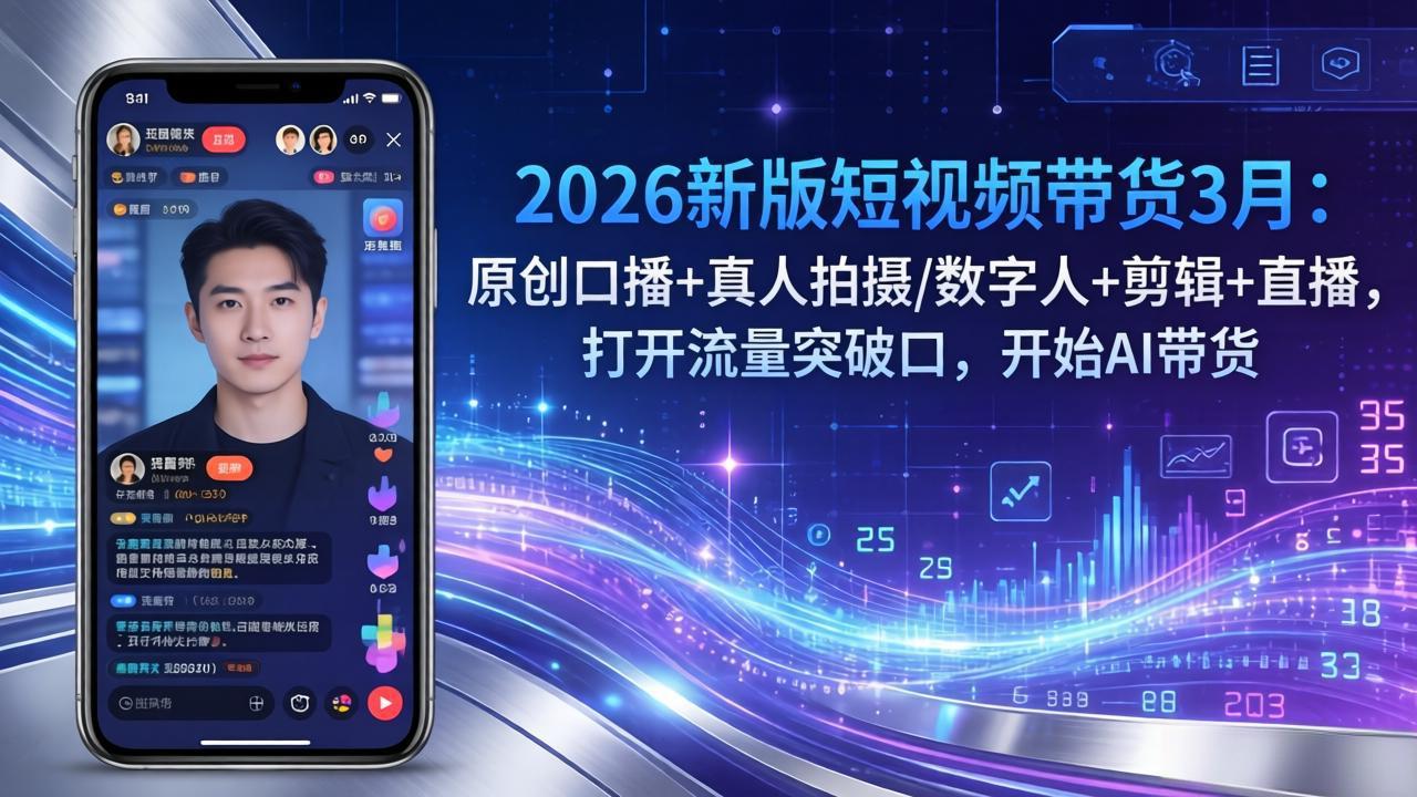 2026新版短视频带货3月：原创口播+真人拍摄/数字人+剪辑+直播，打开流量突破口，开始AI带货-百货大全