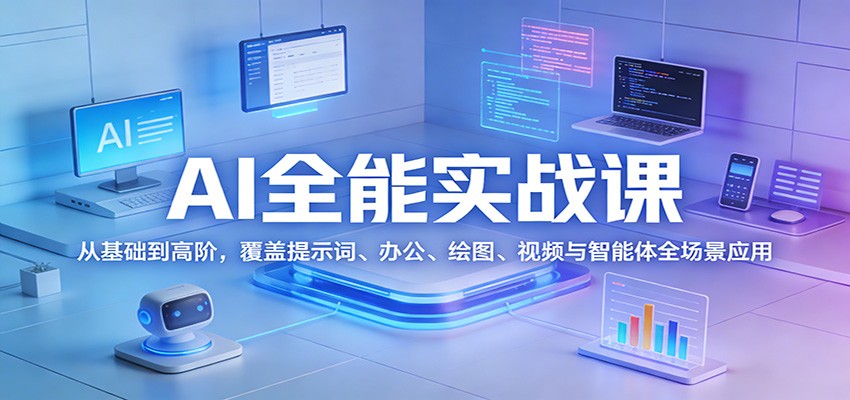 AI全能实战课：从基础到高阶，覆盖提示词、办公、绘图、视频与智能体全场景应用-百货大全