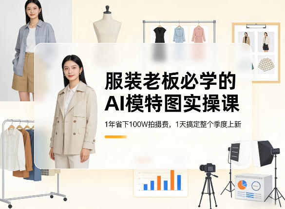 服装老板必学的AI模特图实操课，1年省下100W拍摄费，1天搞定整个季度上新-百货大全