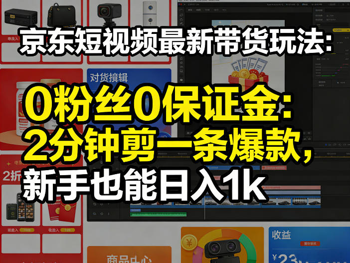 京东短视频最新带货玩法，0粉丝0保证金，2分钟剪一条爆款，新手也能日入1k+【揭秘】-百货大全