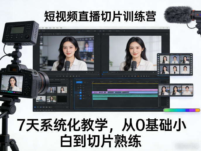 短视频直播切片训练营，7天系统化教学，从0基础小白到切片熟练-百货大全