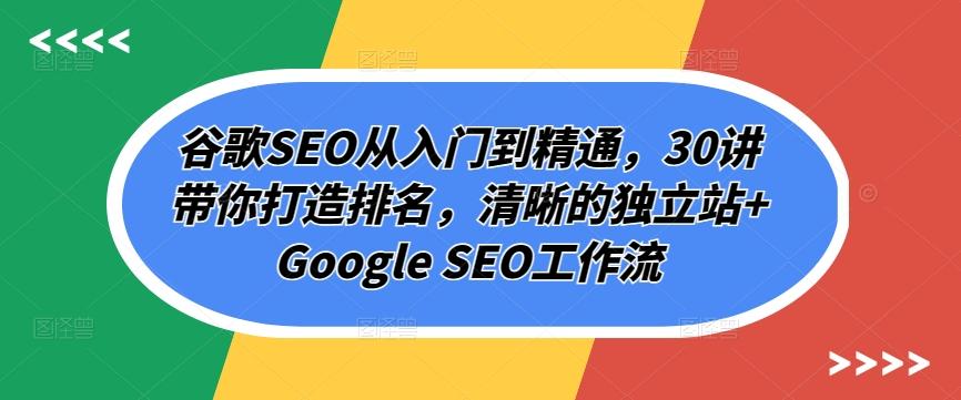 谷歌SEO从入门到精通，30讲带你打造排名，清晰的独立站+Google SEO工作流-百货大全